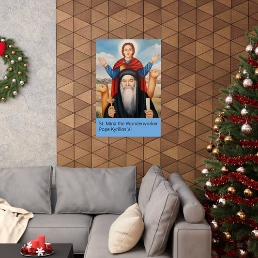 St Mina & Pope Kyrillos Matte Vertical Posters