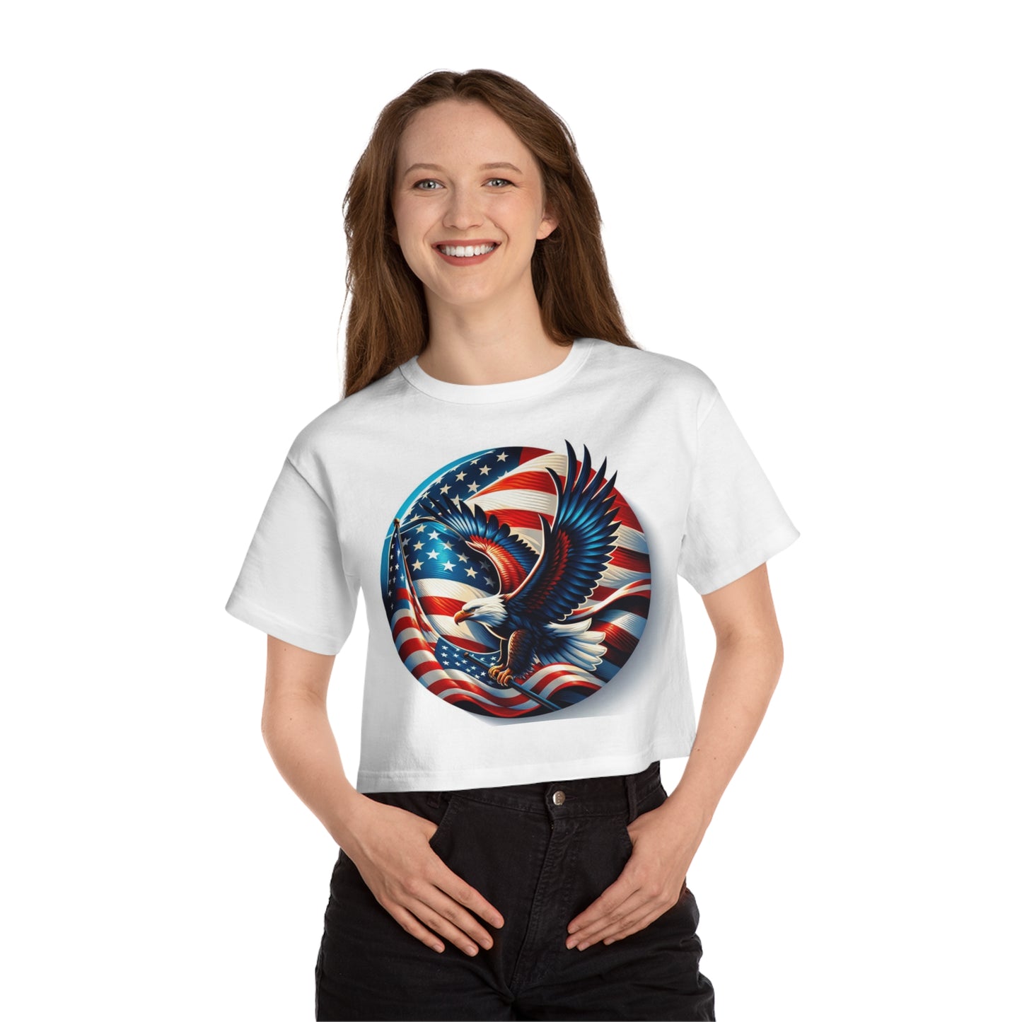 American Flag Eagle - Champion Women's Heritage Cropped T-Shirt